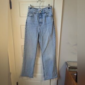 Zara High-rise Wide-leg Light Wash Jeans